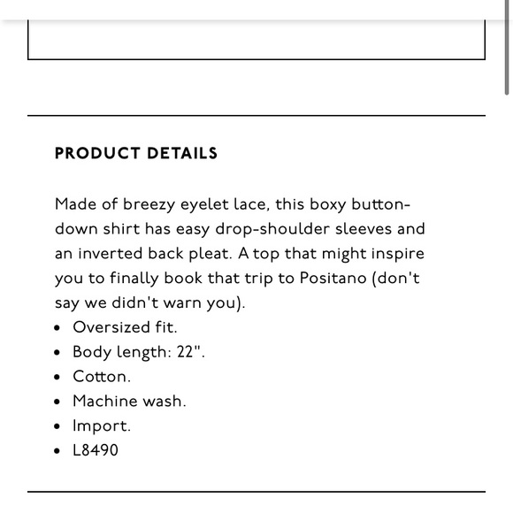 MW Eyelet Boxy Button-Down Top - Picture 7 of 7